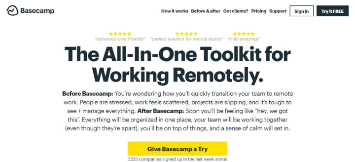 Basecamp - Project management tool for creative, remote teams