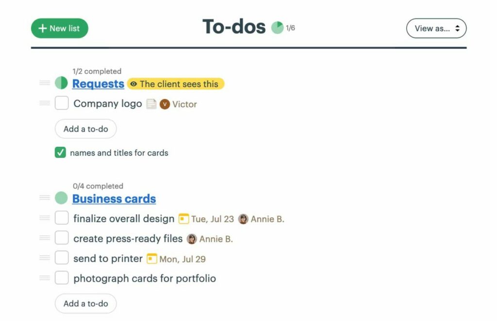 Manage tasks in Basecamp using simple to-do lists