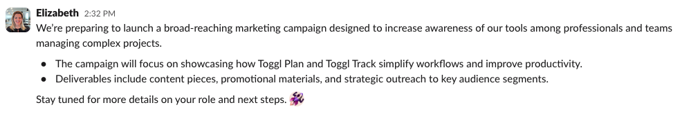 BLUF message example