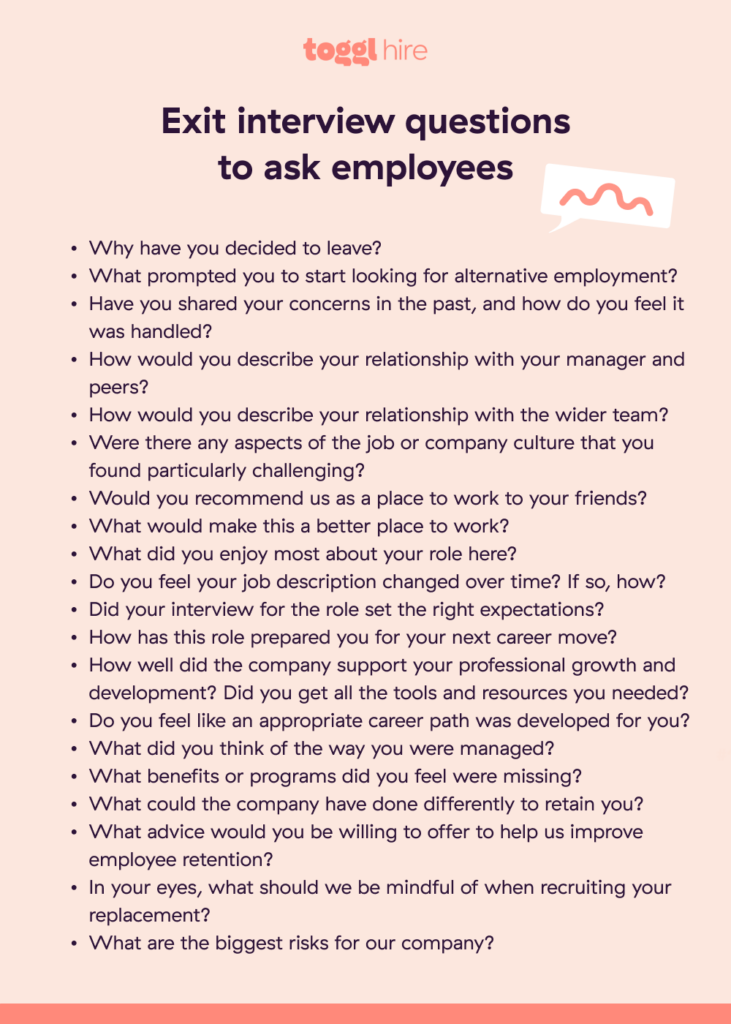 Exit interview questions to ask employees