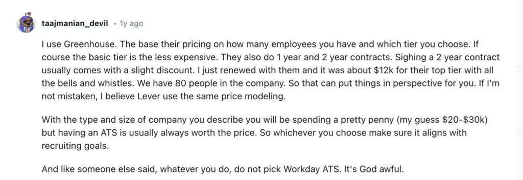 Feedback about Greenhouse pricing