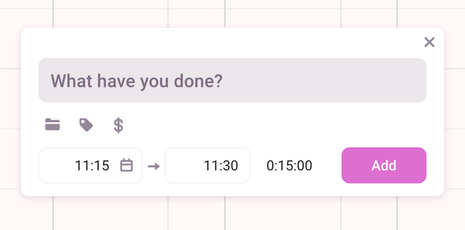 Entering task data in Toggl Track