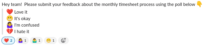 Screenshot of a Slack poll.