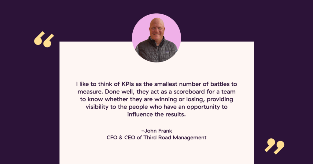 John Frank quote about setting strong KPIs