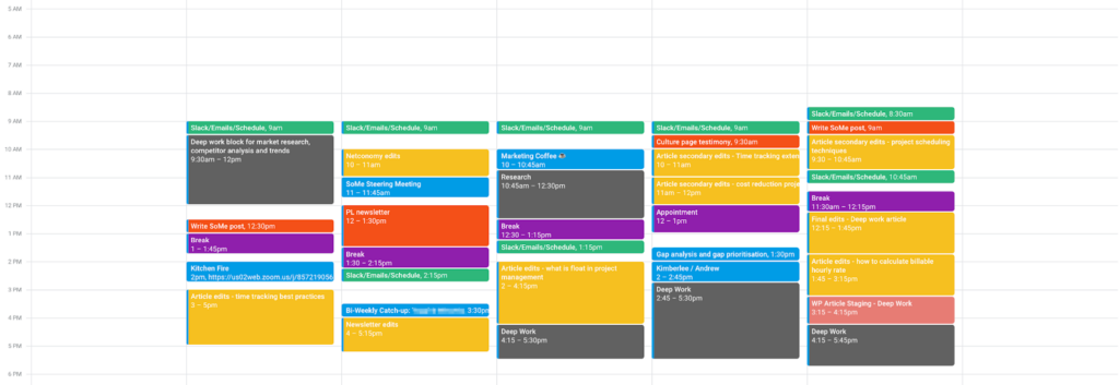 Time blocking example
