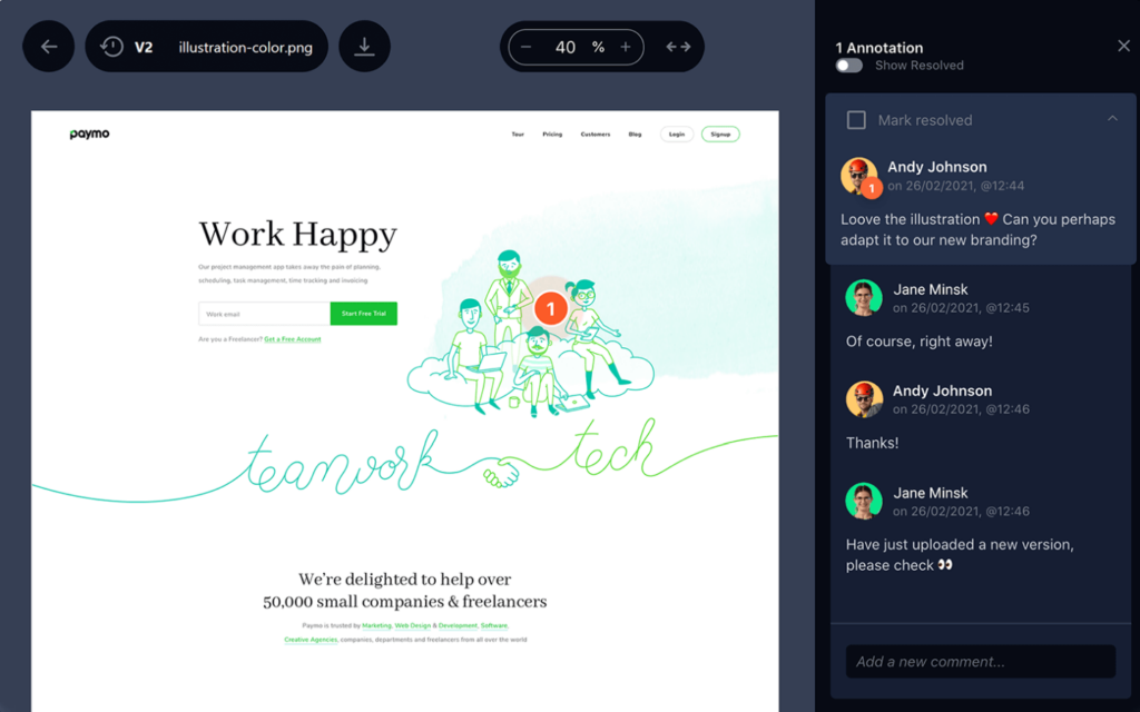 Paymo file collaboration and approval