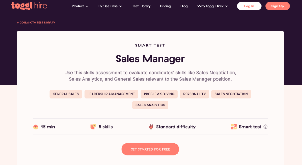 Sales Manager skills test