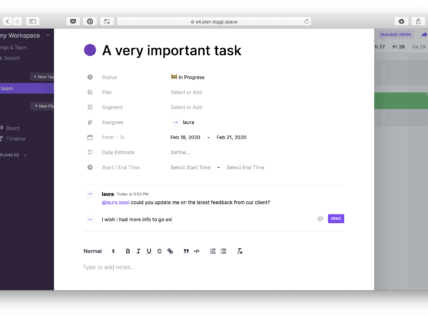 Communicate Faster with Comments & Mentions in Toggl Plan