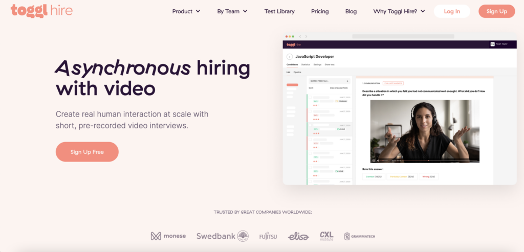 Toggl Hire pre-recorded video intros