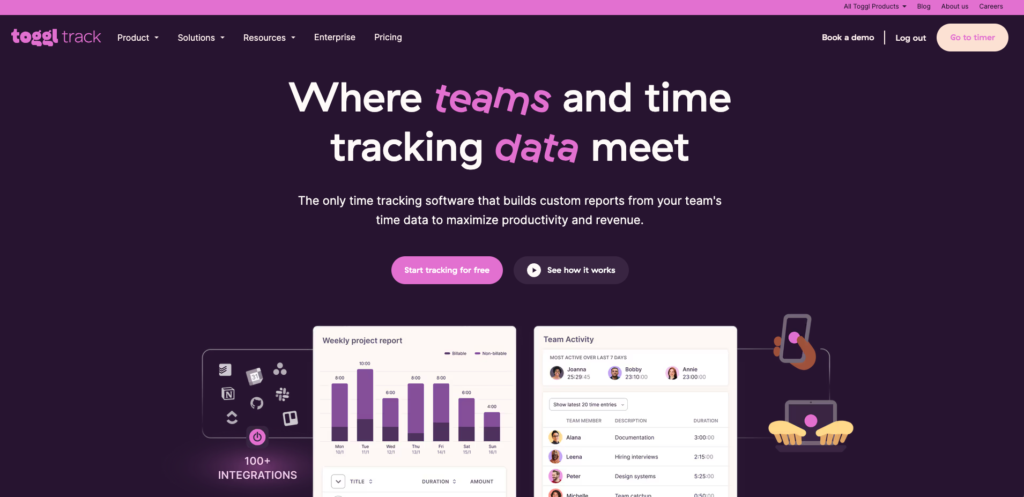 Toggl Homepage Sign up