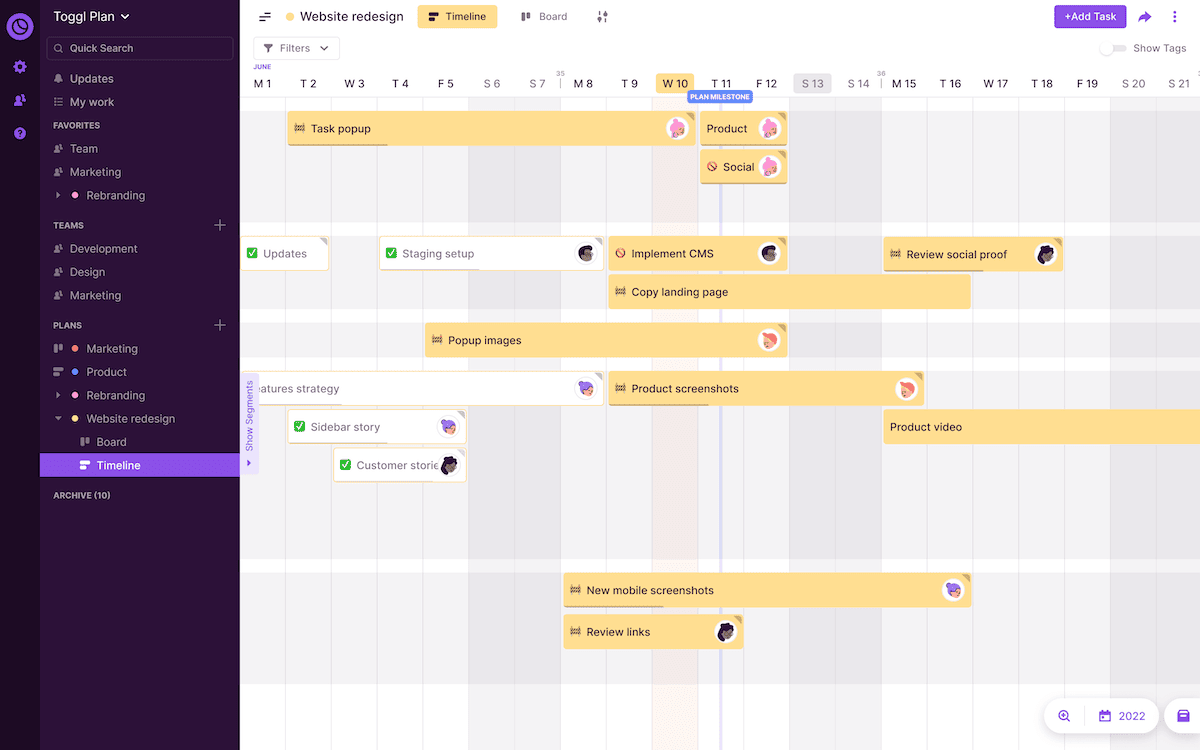 Toggl Plan - Best project management timeline software