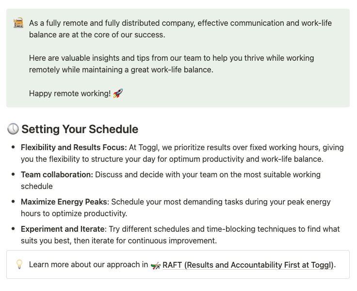 Toggl Remote Work Policy