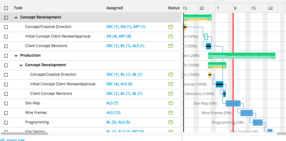 Workamajig's tasks lists and Gantt charts